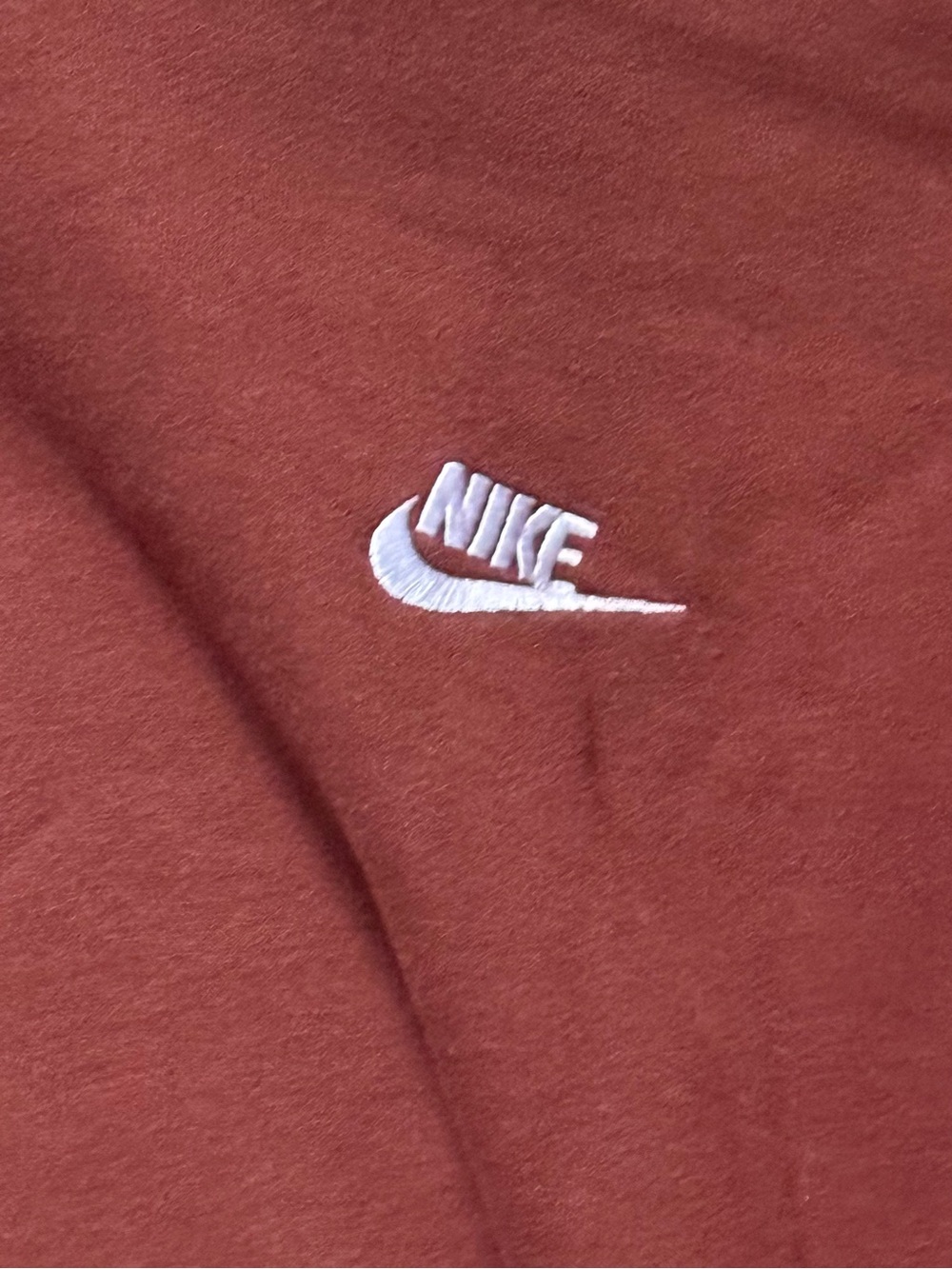 Nike Rust Brown Pullover Hoodie with Small White Swoosh - Picture 2 of 2
